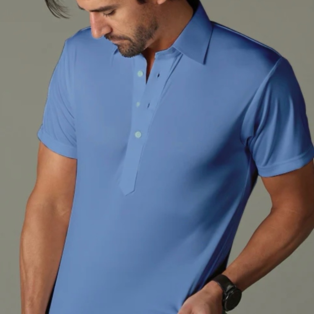 NWT Collars & Co. French Blue Semi-Spread Collar Polo in Size Medium Tall MT